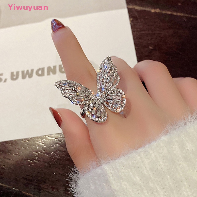 (MớI) Nhẫn HợP Kim ĐíNh Đá HìNh BướM Xinh XắN