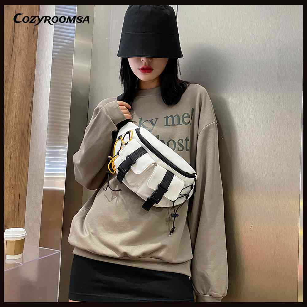 Túi Đeo Chéo Ngực / Thắt Lưng Bằng Vải Bạt Unisex Phong Cách Đường Phố