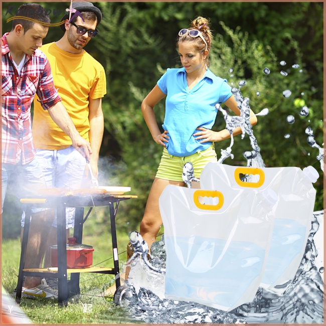 Set 4 Túi Đựng Nước Trong Suốt Dung Tích Lớn Có Tay Cầm Không Rò Rỉ Có Thể Gập Lại