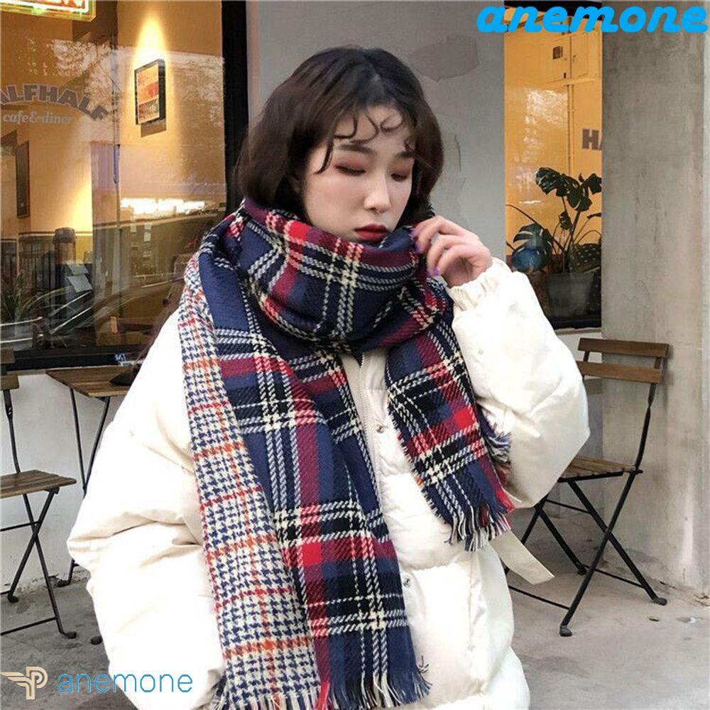 Khăn Choàng Cổ Họa Tiết Kẻ Ô Hai Mặt Thanh Lịch Thời Trang Mùa Đông Dành Cho Bạn Nữ