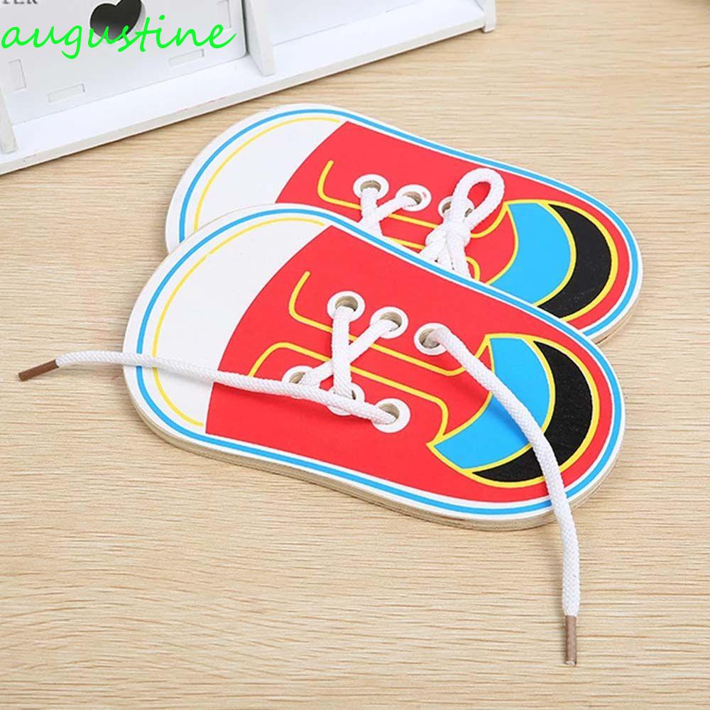 Bộ Đồ Chơi Xếp Hình Giày Cột Dây Giày Bằng Gỗ Giáo Dục Sớm Cho Bé