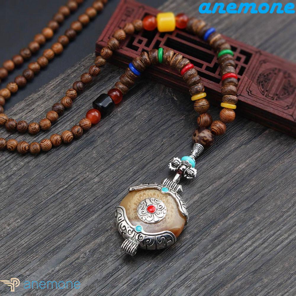 Vòng cổ Chuỗi Hạt Gỗ Dài Mặt Hình Voi Phong Cách Boho Sang Trọng Ngọt Ngào