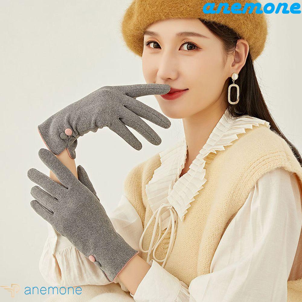 Găng Tay Chống Gió Bằng Nhung Màu Trơn Dành Cho Nữ