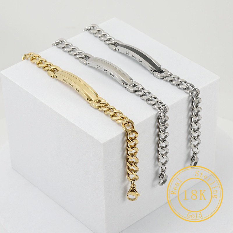 Vòng Tay Thép Titan Mạ Vàng 18K Thời Trang Cho Nam Nữ