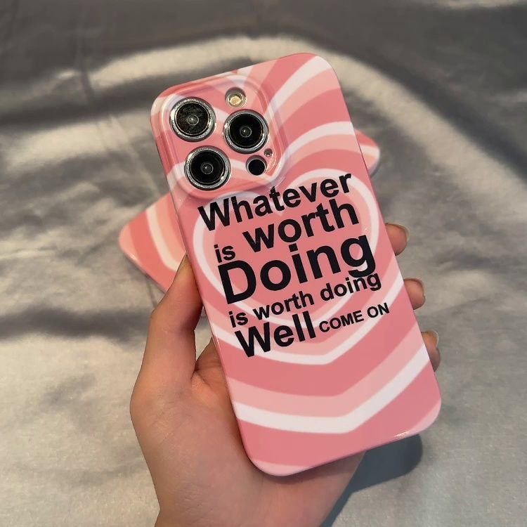 Ốp Điện Thoại Cứng Họa Tiết Trái Tim Màu Hồng Xinh Xắn Cho Apple 14pro 78Piphone13In 11 max V6B3