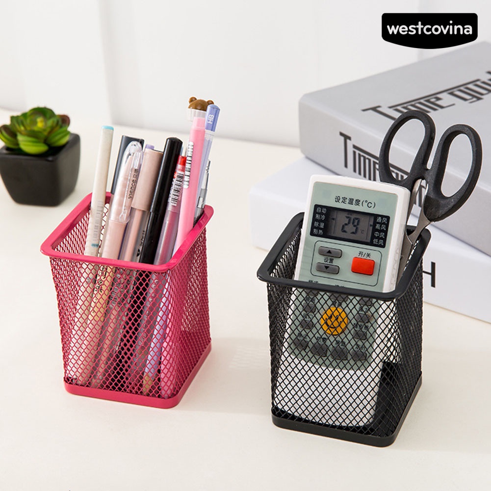 [COD]♪Giá Đỡ Bút Bằng Kim Loại Dạng Lưới Để Bàn Văn Phòng Tiện Lợi