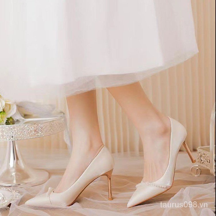 Giày Cao Gót Mũi Nhọn Chất Liệu Satin Cao Cấp Thời Trang Pháp 2023 Cho Nữ