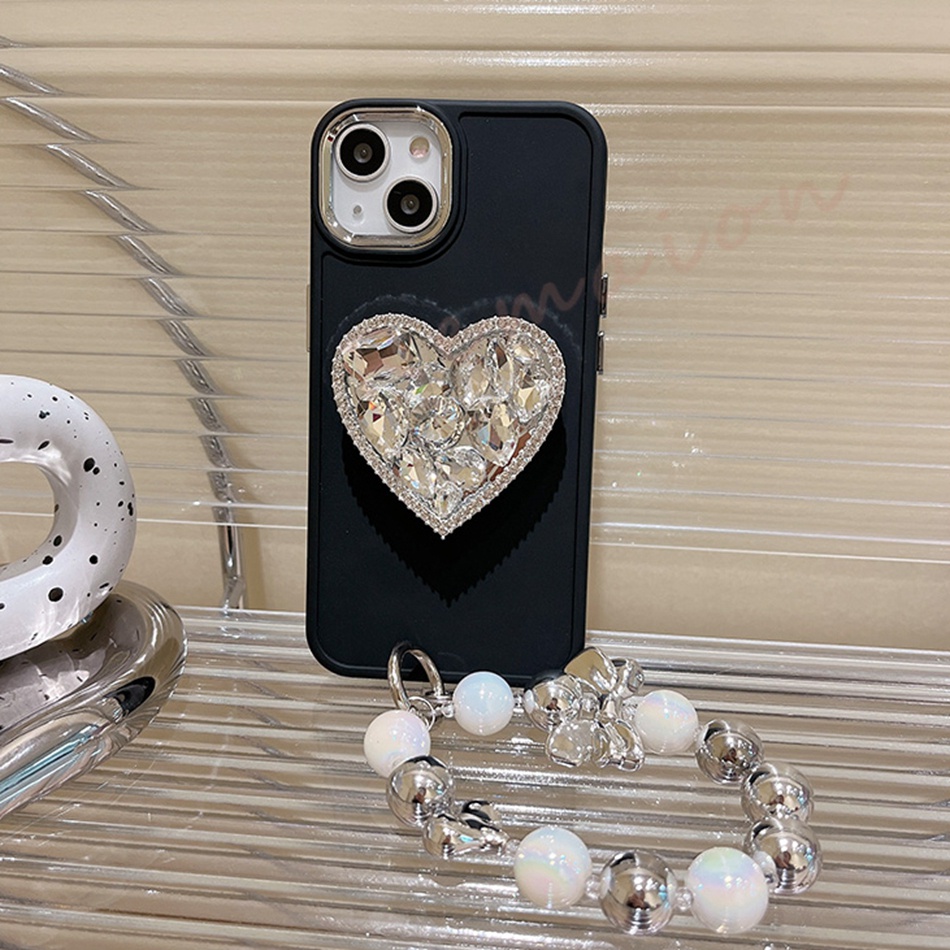 Ốp Điện Thoại Silicon Đính Đá Hình Trái Tim 3D Cho iPhone 11 12 13 14 Pro MAX 7 8 Plus 11Pro X XR XS MAX SE 2020 2022