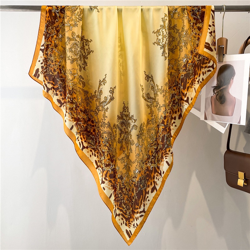 Khăn Quàng Cổ Hình Vuông Cỡ Lớn 110cm Chất Liệu Lụa Satin Phong Cách Retro Thời Trang Cho Nữ