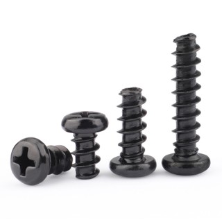 [xjk] Black phillips round head flat tail screw phillips self-tapping screw m2.6 m3 m3.5 m4