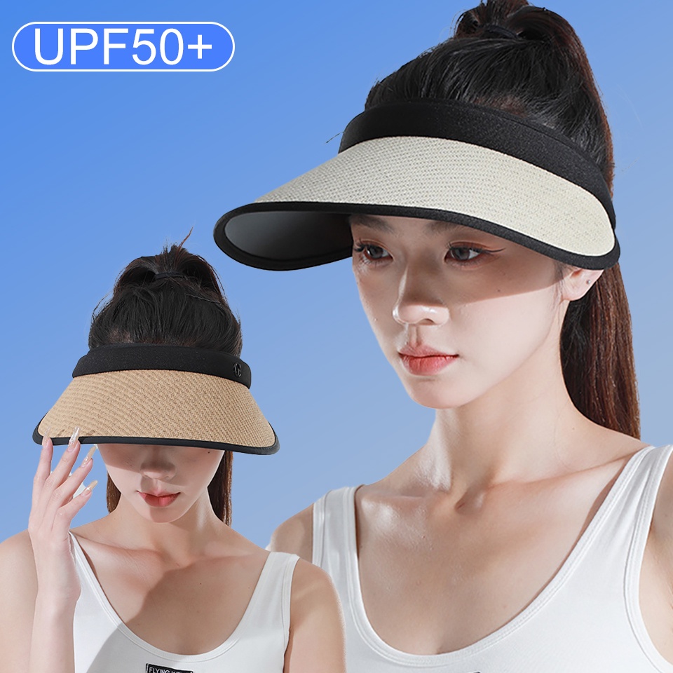 Mũ Cói Vành Rộng Hở Chóp Chống Tia UV Thời Trang Mùa Hè Cho Nam Và Nữ