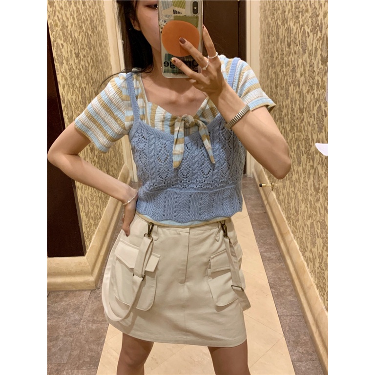 Áo Croptop Sát Nách Phối Ren Hoa Thời Trang Mùa Hè Cho Phái Nữ