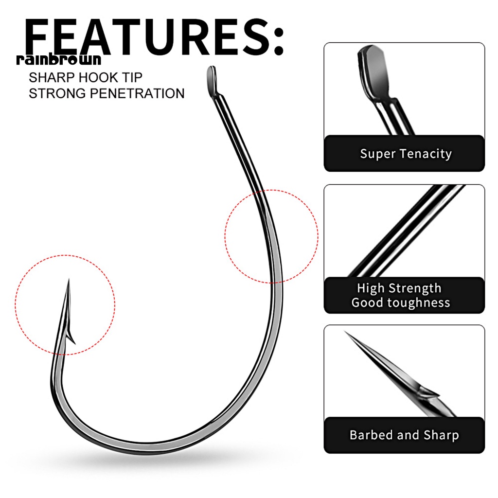 Bộ 10 Móc Câu Cá Bằng Thép Cacbon Độ Ổn Định Cao Chống Rỉ Sét