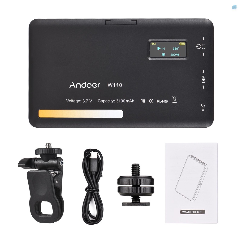 Đèn LED Trợ Sáng Bỏ Túi Andoer W140 2500K-6500K Cho Điện Thoại / Máy Tính Bảng