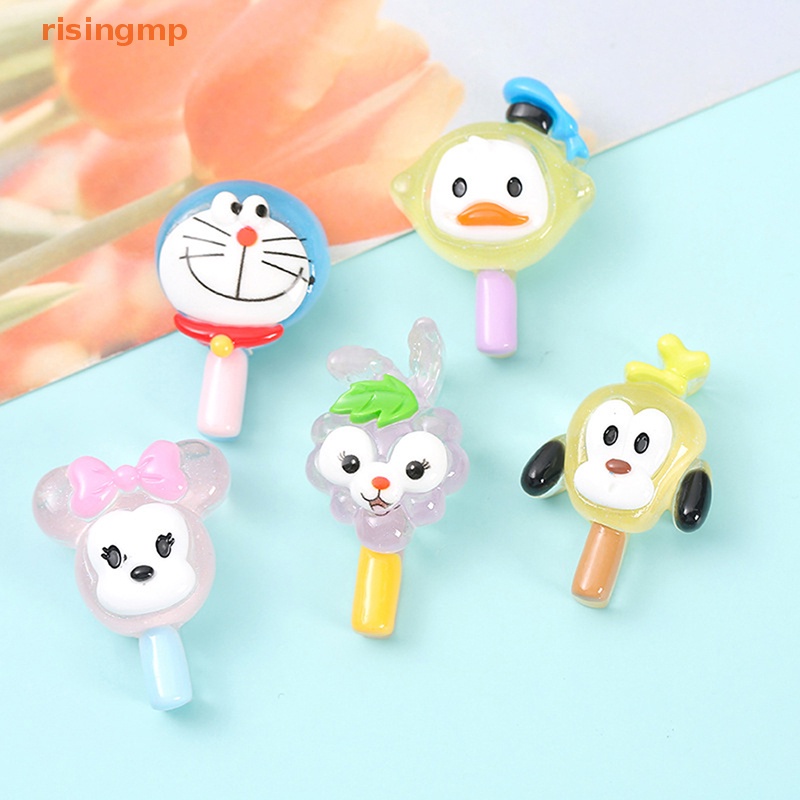[risingmp] Set 2 Que Kem Hoạt Hình Mini Bằng Resin Phát Sáng Trang Trí Điện Thoại Di Động DIY