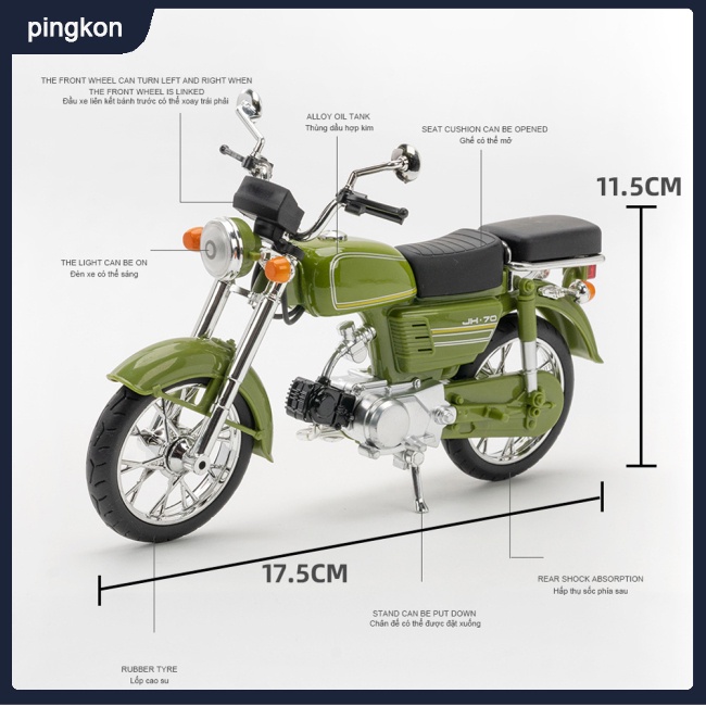 Mô Hình Xe Mô Tô Jialing Jh-70 Bằng Hợp Kim Tỉ Lệ 1: 12
