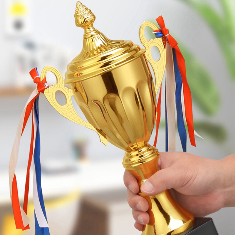 Cúp cúp 1 mảnh cho các cuộc thi họp thể thao Giải thưởng đội bóng đá và các bữa tiệc thi ủng hộ kim loại vàng 11 Inch