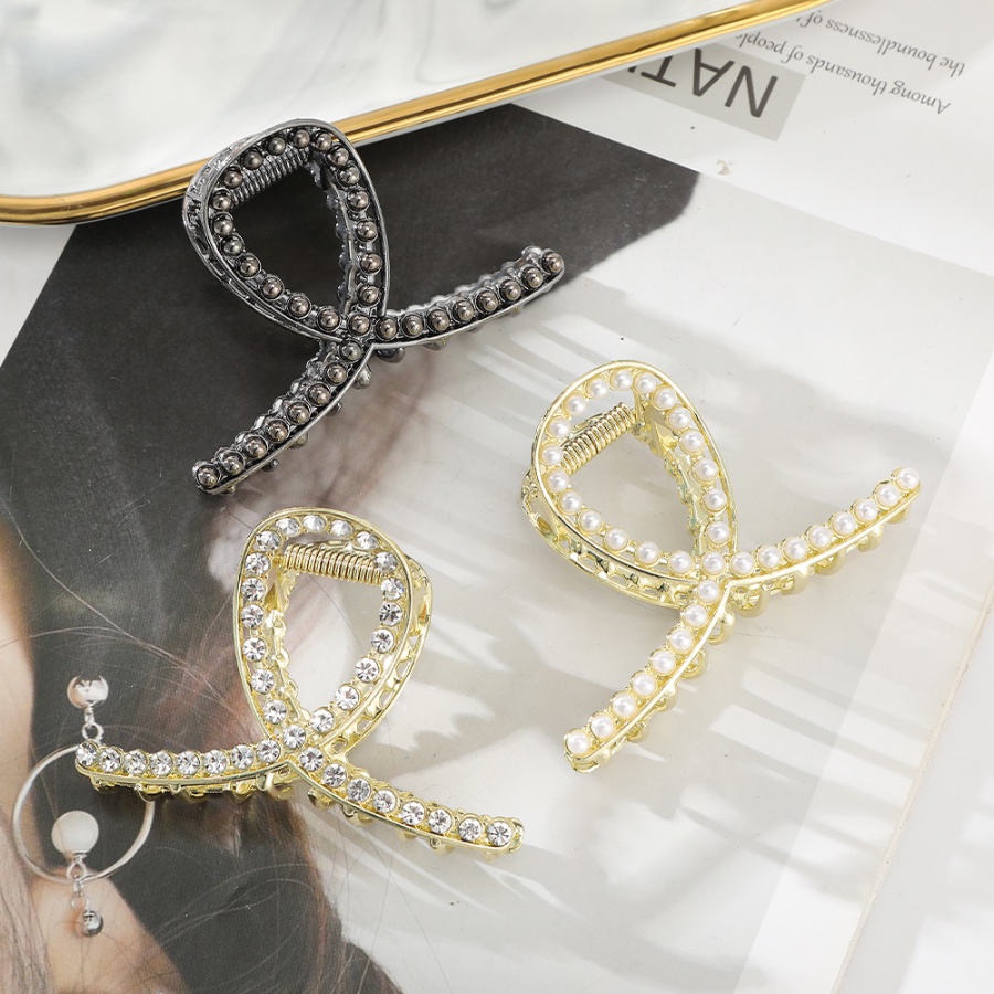 Kẹp Tóc Hợp Kim Đính Đá Và Ngọc Trai Nhân Tạo Thời Trang