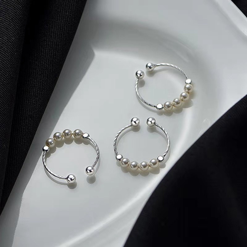 Nhẫn Hở Đính Hạt Ngọc Trai Tròn Sáng Tạo Có Thể Điều Chỉnh Thời Trang Giáng Sinh Năm Mới Cho Nữ