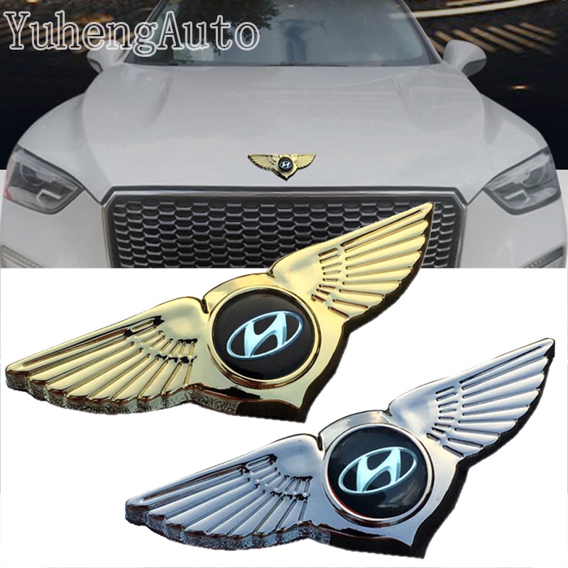 Miếng Dán Trang Trí Xe Hơi Hình Đôi Cánh 3D Bằng Hợp Kim Chống Trầy Xước Cho Hyundai Tiburon Solaris Verna Sedan Aslanlan