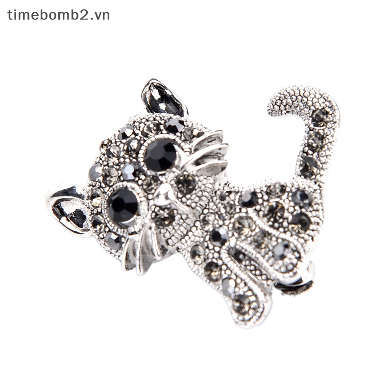 {Timebomb} Trâm Cài Áo Khoác Mạ Bạc Hình Mèo Nhỏ Dễ Thương Thời Trang Cổ Điển