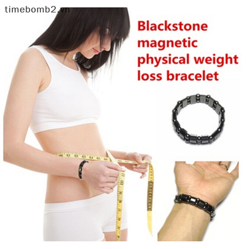 {Timebomb} Vòng Đeo Tay Đá Đen Tròn Từ Tính Giảm Cân Chăm Sóc Sức Khỏe