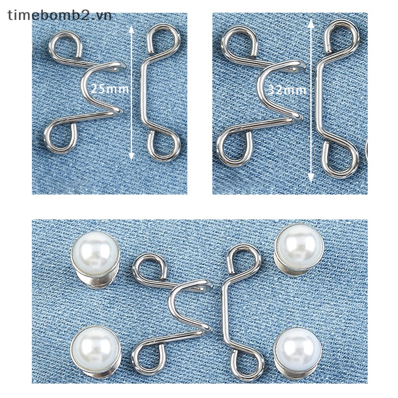 {Timebomb} Nút Kim Loại Cố Định Thắt Lưng Quần Jean Có Thể Tháo Rời Không Cần Đóng Đi