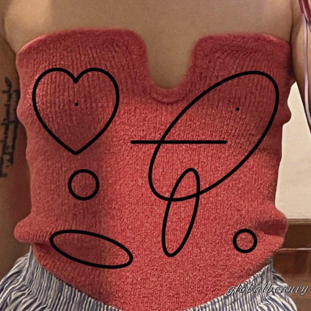 Áo Ống Dệt Kim Không Dây Cổ Chữ U Thêu Họa Tiết Thời Trang Mùa Hè Dành Cho Bạn Nữ