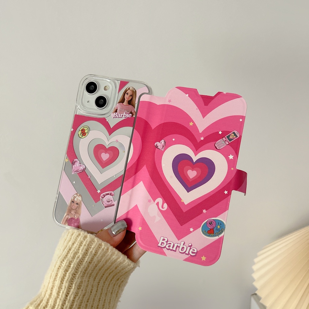 Ốp Điện Thoại tpu Mềm Chống Sốc Tráng Gương Họa Tiết Barbie Cho iPhone 14 13 12 11 PRO MAX