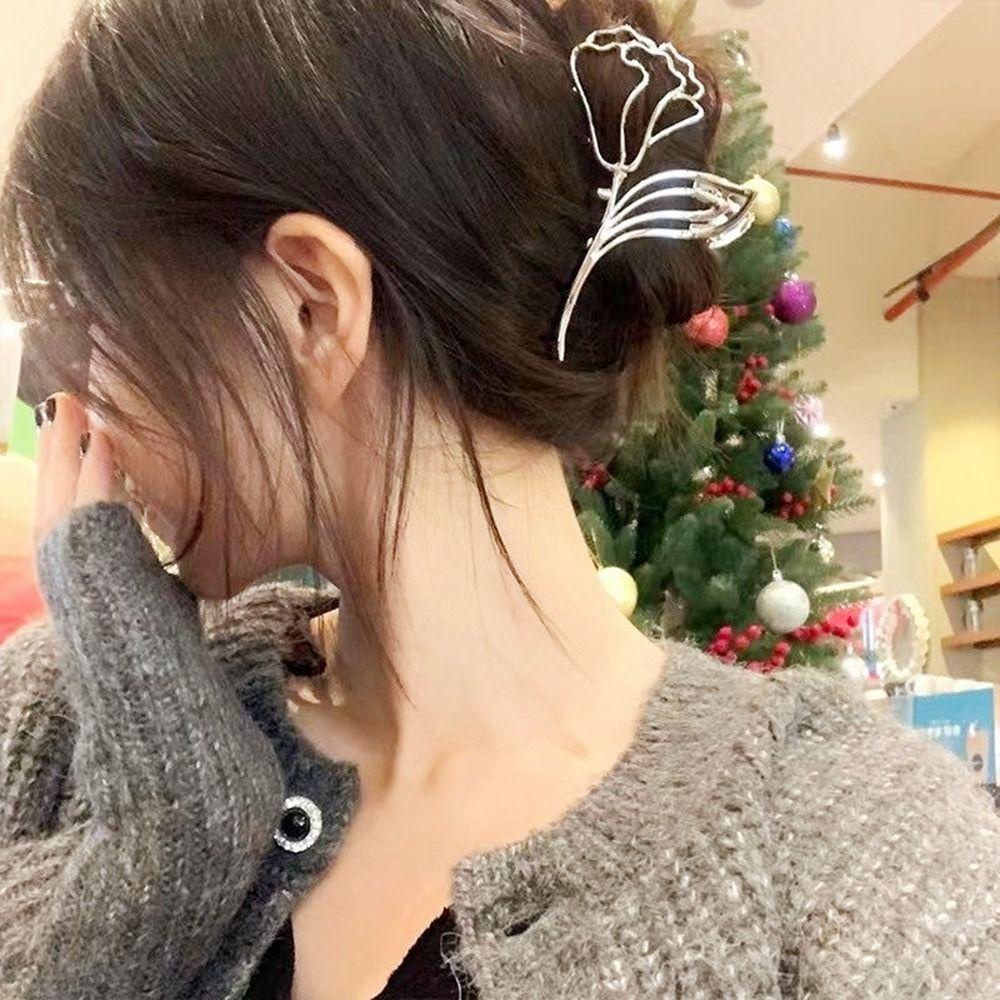 Kẹp Tóc Hình Hoa Hồng / Cá Mập Bằng Kim Loại Dễ Thương Xinh Xắn Cho Nữ BACK2LIFE