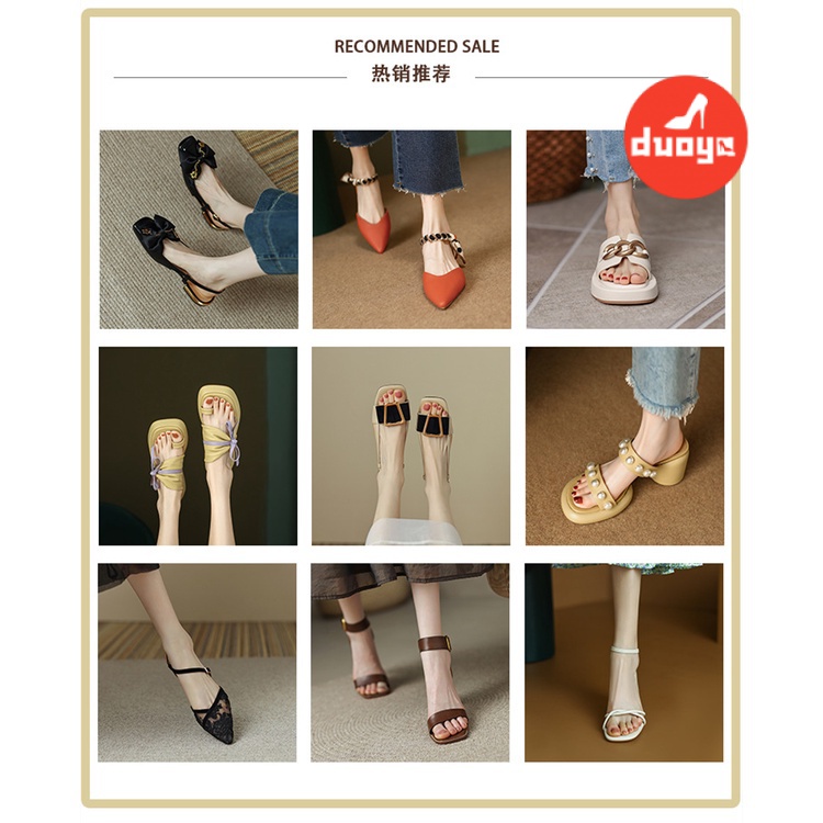 Duoya Tóc Thẳng ~ [Hàng Có Sẵn] Sandal Hở Ngón Dây Da Mềm Thanh Lịch Mùa Hè Dễ Phối Đồ Cho Nữ