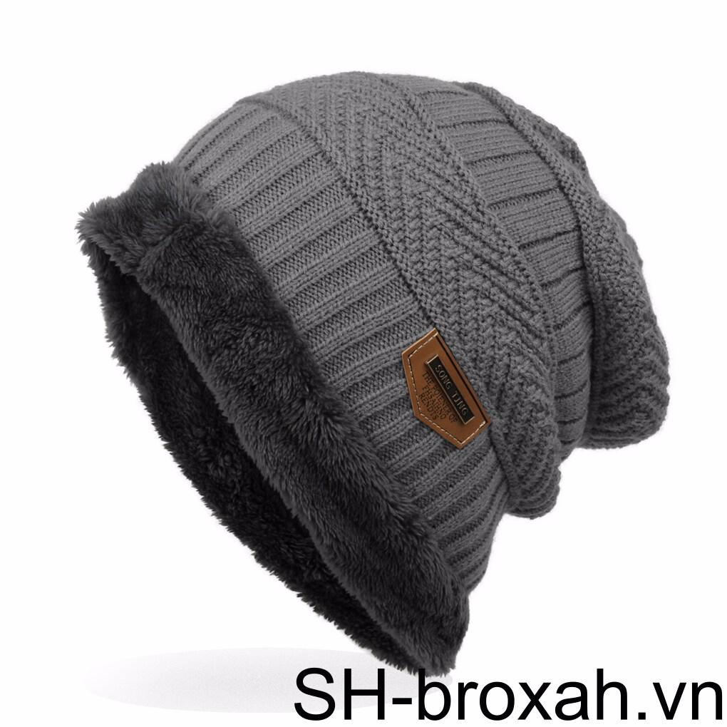 Mũ Beanie Dệt Kim Phối Cục Bông Đáng Yêu Cho Nữ