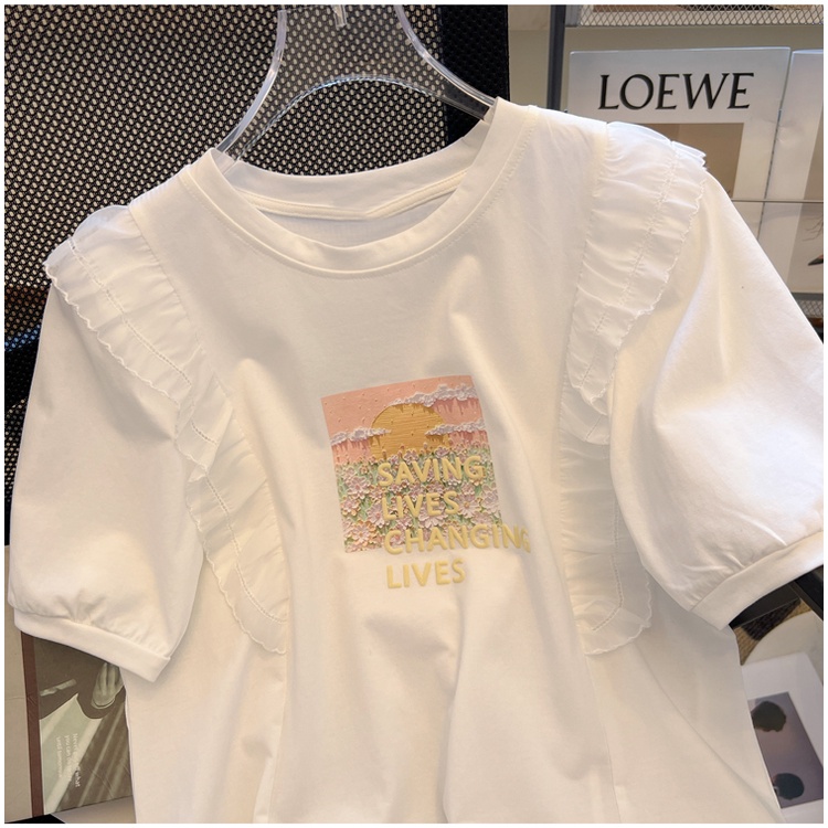 Áo Thun Tay Ngắn Màu Trắng Thiết Kế Độc Đáo Thời Trang Mùa Hè Mới Cho Nữ