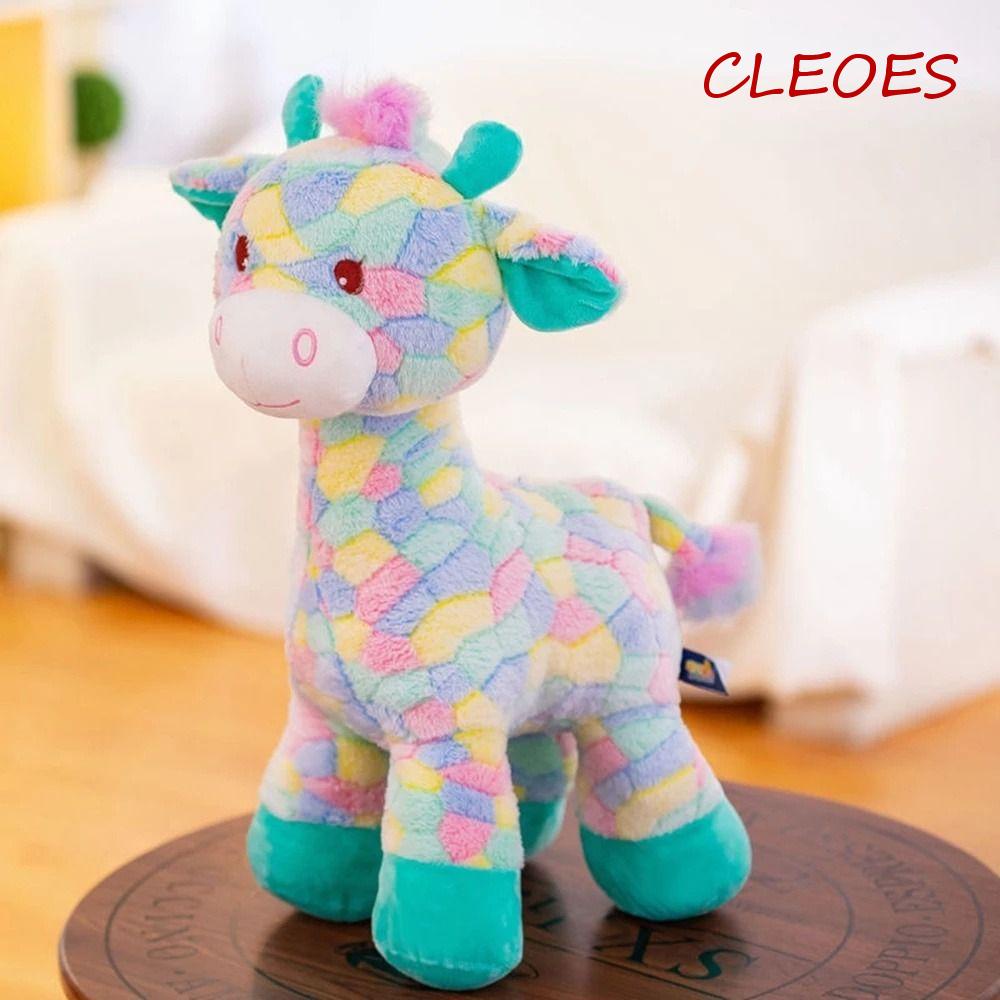 Đồ chơi nhồi bông Hình Hươu Cao Cổ Màu Cầu Vồng Mềm Mại Trang Trí Nhà Cửa