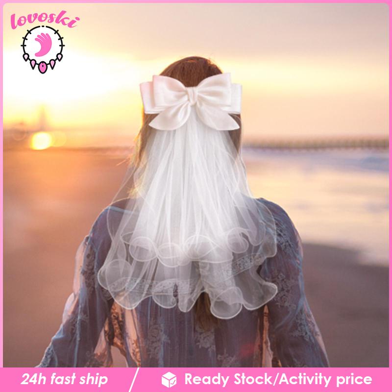 [Lovoski] Nơ Cài Tóc Cô Dâu Màu Trắng Thời Trang Chất Lượng Tốt