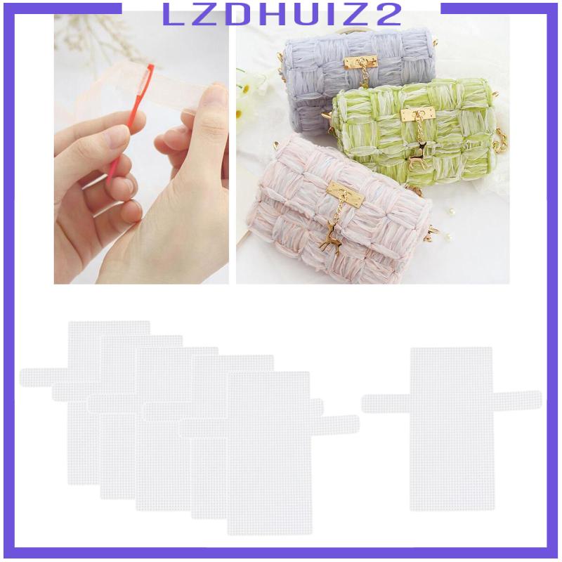 Set 6 Tấm Lưới Trong Suốt Bằng Vải Bạt Hình Chữ Nhật Thêu Túi Xách Đan