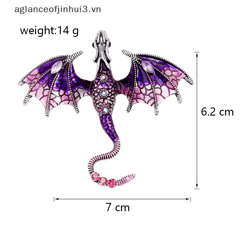 ~ Afhvn ~ Ghim Cài Áo Tráng Men Hình Rồng Bay Huyền Thoại Động Vật Đính Đá Cho Nam Và Nữ Làm Quà Tặng