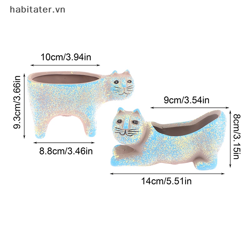 1 Chậu Hoa Bằng Gốm Hình Mèo Dễ Thương