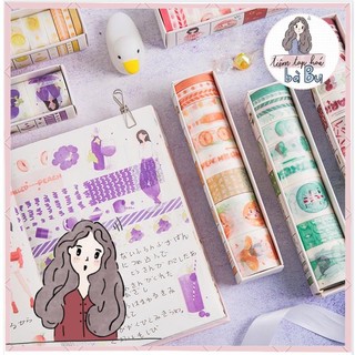 Hộp 10 cuộn washi tape cô gái nhiều tông màu DIY