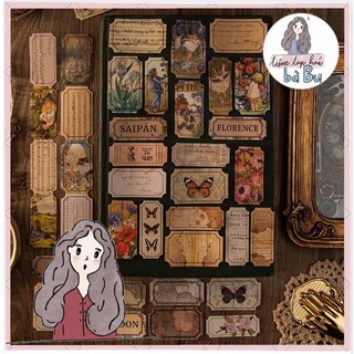 Set 30 pcs stickers kiểu ticket cổ điển / retro dùng để trang trí DIY