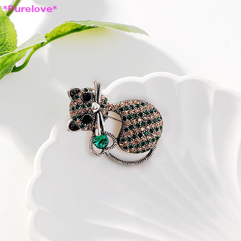 Ghim Cài Áo Hình Chú Mèo Đính Đá Đáng Yêu Thời Trang Cho Nữ Mới