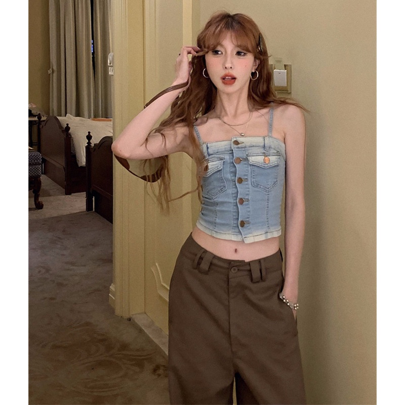 Áo Yếm Denim Màu Gradient Sang Trọng