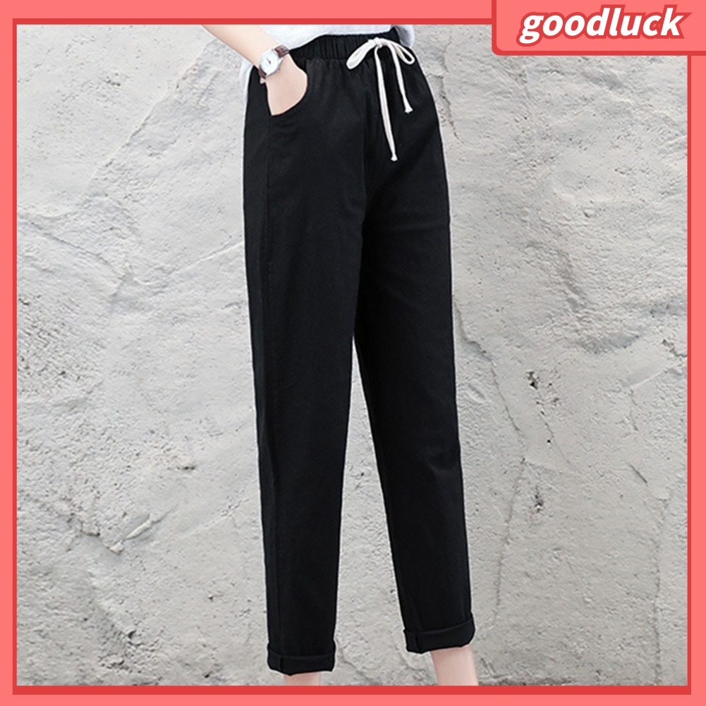 Thắt Lưng Dây Rút Bằng Cotton Co Giãn Màu Trơn Dành Cho Nữ