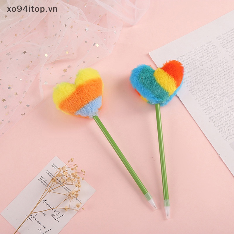 Bút Bi Lông Nhung Hình Kẹo Trái Tim Màu Sắc Ngọt Ngào
