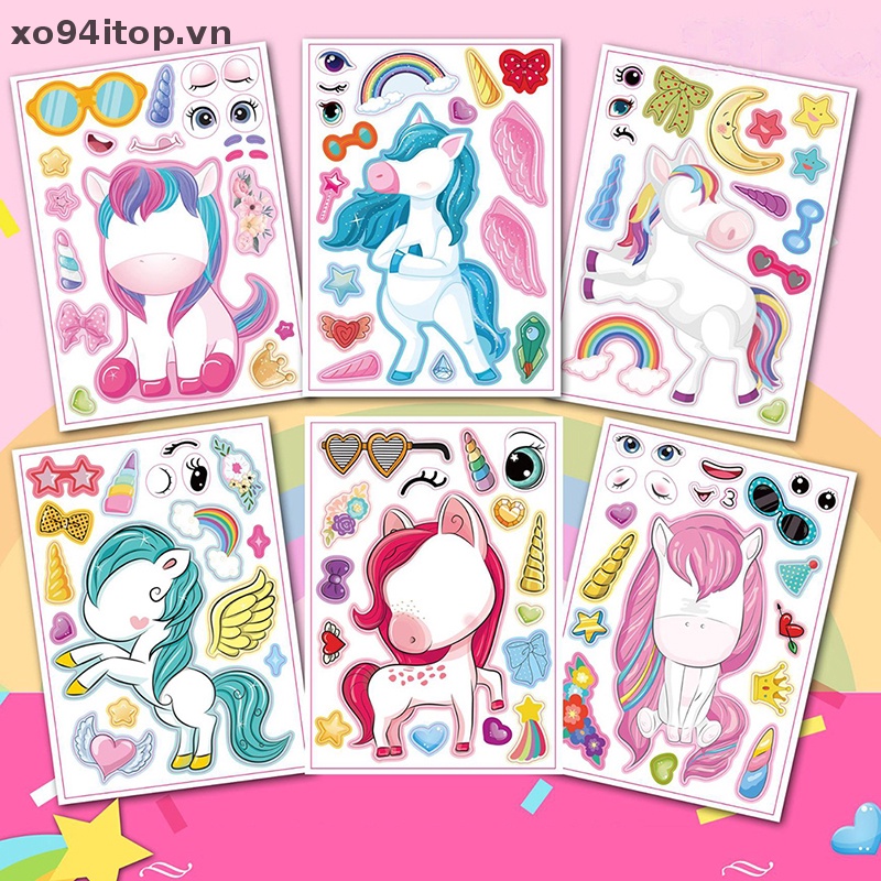 Set 6 Sticker Kỳ Lân Dán Trang Trí Dễ Thương