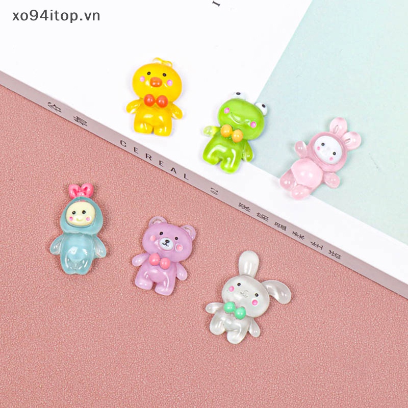 Xoitop Set 5 Phụ Kiện Trang Trí Điện Thoại Hình Động Vật Hoạt Hình Dạ Quang DIY