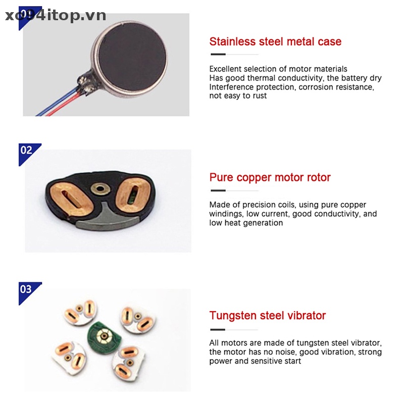 Bộ 2 Động Cơ Rung Mini 1030 10x3mm DC 3V 12000rpm Cho Điện Thoại