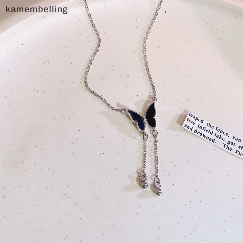 Vòng cổ Nhiều Lớp Mặt Hình Bướm Màu Đen Phong Cách Retro Thời Trang Cho Nữ