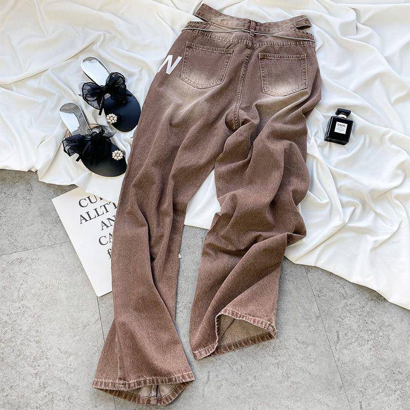 Quần Jeans Denim Lưng Cao Dáng Rộng Thiết Kế Đục Lỗ Thời Trang Mùa Hè Hàng Mới Dành Cho Bạn Nữ