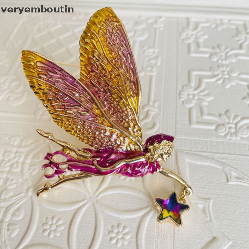 Ghim Cài Áo Hình Thiên Thần Tiên Màu Gradient Tráng Men Ngôi Sao May Mắn Dễ Thương Cho Nữ